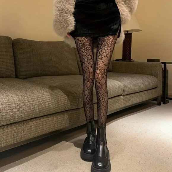 ReneeLily Accessories - REDUCED!! Black Spider Web Fishnet Stockings Goth Halloween OSFM